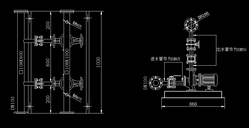 一用一备恒压消防喷淋供水成套设备配卧式离心泵结构图